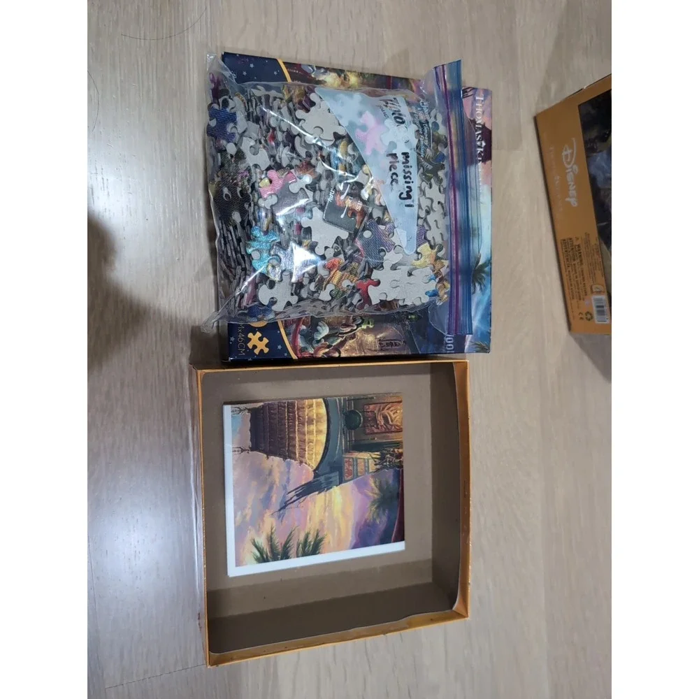 Lot Of  2 Disney Thomas Kinkade Beauty & The Beast Minne Mickey 750 Pc Puzzle